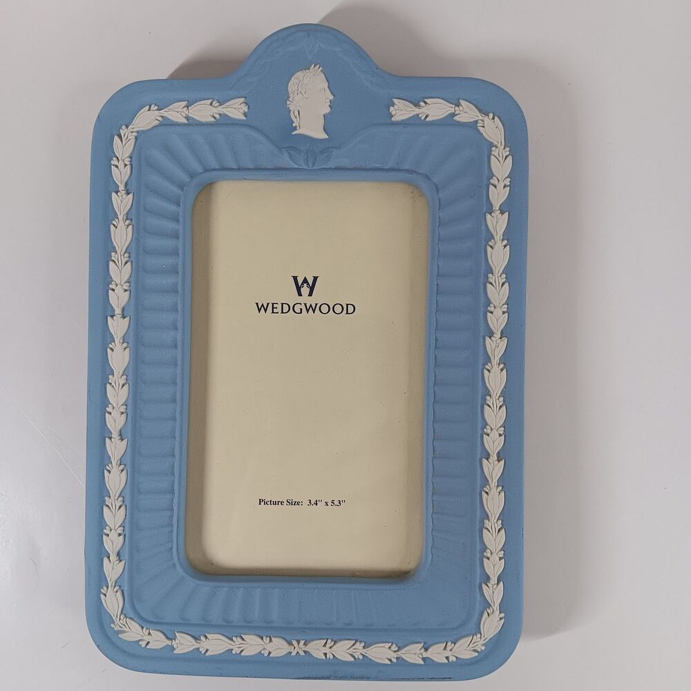 Wedgwood Jasperware Picture Frame 3.4" x 5.3" Blue White Rectangle